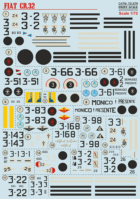 プリントスケール 72-379 1/72 フィアット Cr.32 スペイン内戦