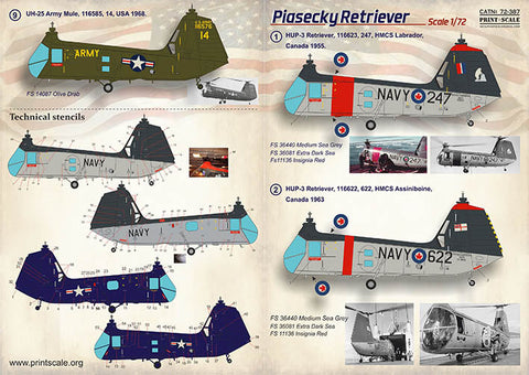 プリントスケール 72-387 1/72 パイアセッキ H-25 ミュール/HUP レトリバー コンプリートセット