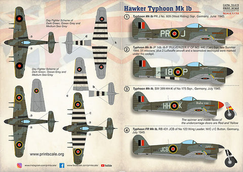 プリントスケール 72-415 1/72 ホーカータイフーン Mk.Ib コンプリートセット