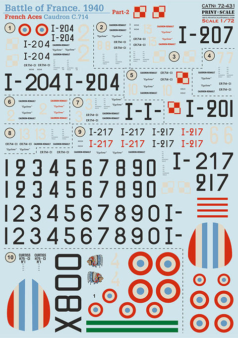 プリントスケール 72-431 1/72 フランス空軍エース コードロン フランス戦1940