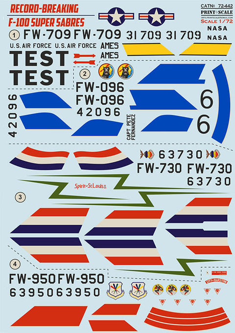 プリントスケール 72-442 1/72 F-100 スーパーセイバー コンプリートセット