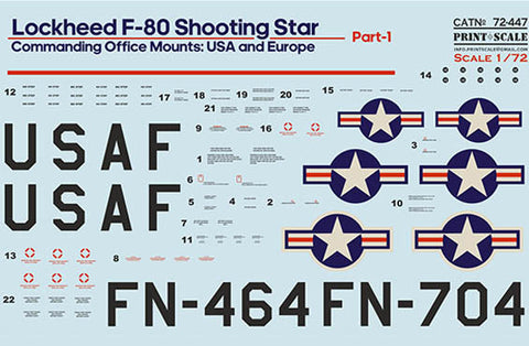 プリントスケール 72-447 1/72 ロッキード F-80 隊長機 アメリカ・ヨーロッパ Part 1 コンプリートセット