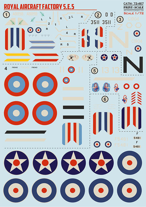 プリントスケール 72-467 1/72 ロイヤル・エアクラフト・ファクトリー S.E.5