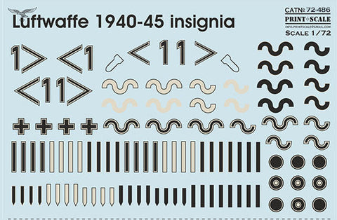 プリントスケール 72-486 1/72 ドイツ空軍 1940-45 記章 コンプリートセット