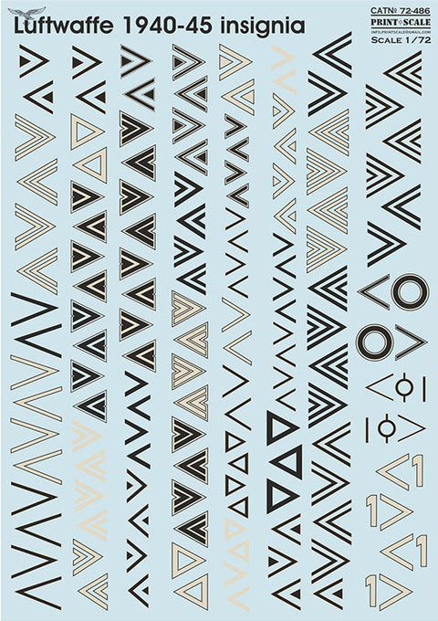 プリントスケール 72-486 1/72 ドイツ空軍 1940-45 記章 コンプリートセット