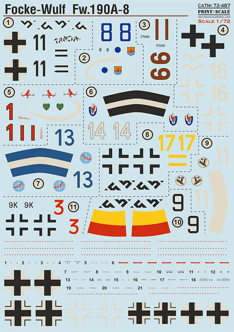 プリントスケール 72-487 1/72 フォッケウルフ 190A-8