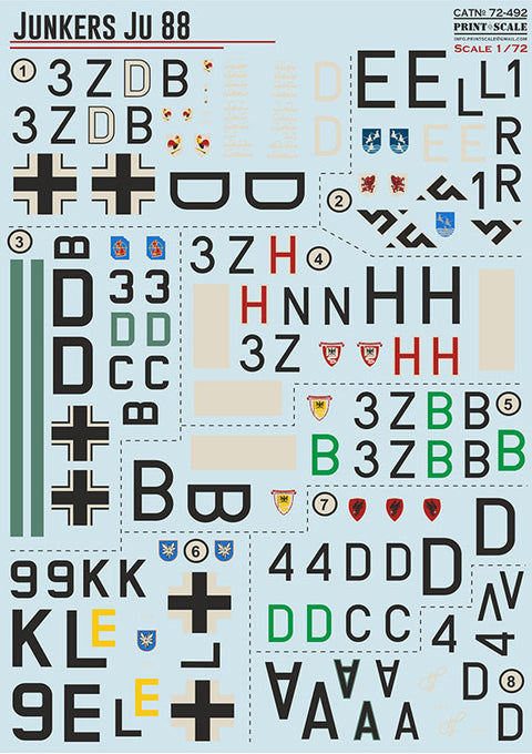 プリントスケール 72492 1/72  ユンカース Ju 88