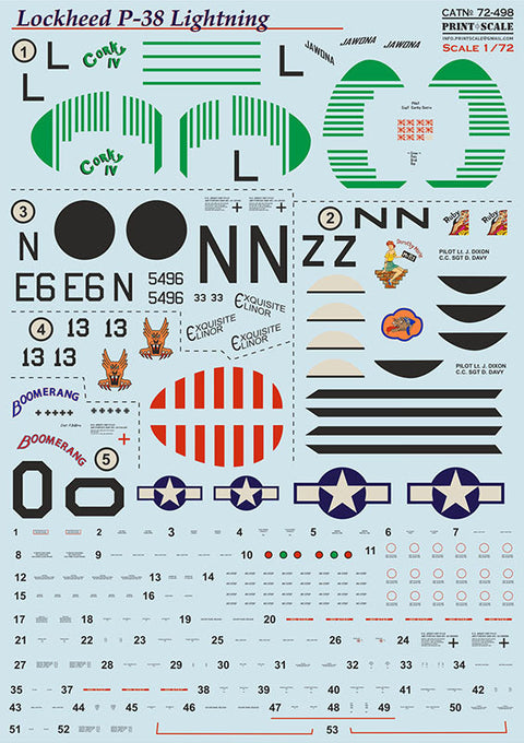 プリントスケール 72498 1/72  P-38 ライトニング ベアメタル