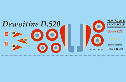 プリントスケール PSM72015 1/72  デヴォワティーヌ D.520 マスク + デカール