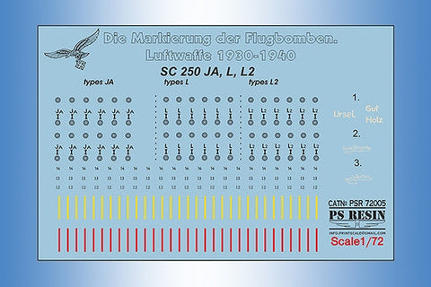 プリントスケール PSR72005 1/72 リフト付き爆弾トロリー WWII ドイツ空軍 SC 250 JA, L, L2