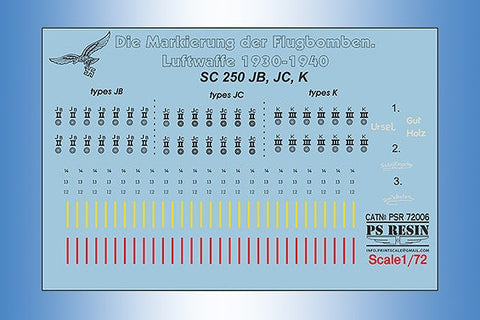 プリントスケール PSR72006 1/72 リフト付き爆弾トロリー WWII ドイツ空軍 SC 250 JB, JC, K