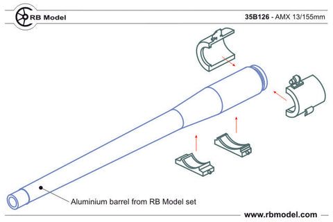 RBモデル 35B126 1/35 フランス AMX13/155自走榴弾砲 砲身 155mm L/33