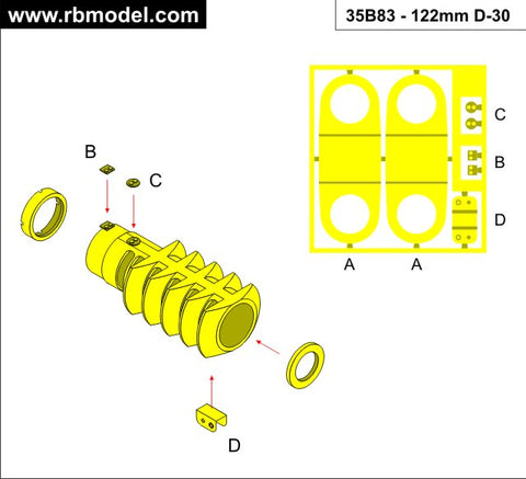 RBモデル 35B83 1/35 122mm L/38 D-30 SPG T-34 / D-30 122mm Howitzer D-30