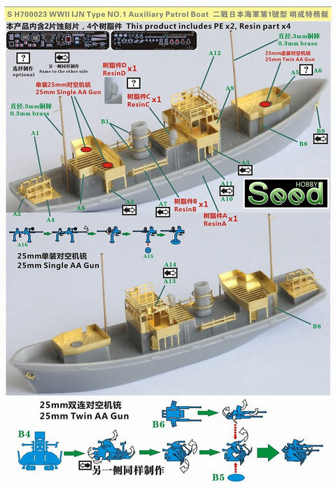 シードホビー SH700023 1/700 WWII 日本海軍 第一号型哨戒特務艇 レジンキット