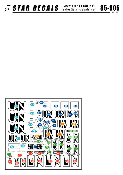スターデカール 35-905 1/35 中東の国連平和維持軍 BTR-40, VW T3救急車, VAB, M113A1