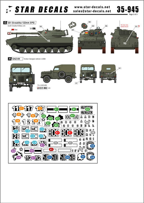 スターデカール 35-945 1/35 ソ連崩壊後のAFV AFVs #1 旧ソ連邦陸軍(カザフスタン、南オセチア、ロシア)
