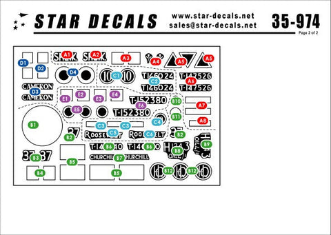 スターデカール 35-974 1/35 イギリス戦車 イン イタリア # 1 シェイク号, ルーズベルト号, その他シャーマン戦車