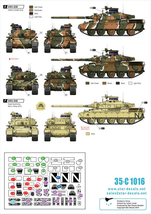 スターデカール 35-C1016 1/35 AMX-30 B・B2 ボスニア, ギリシャ, キプロス,チリ, サウジ