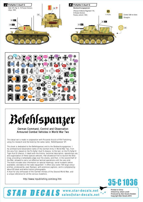 スターデカール 35-C1036 1/35 指揮戦車 #1 I・II号指揮戦車