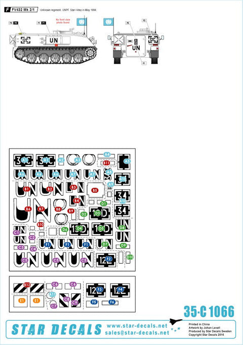 スターデカール 35-C1066 1/35 バルカン半島の平和維持部隊 #6 FV 432 国際連合保護軍 イン ボスニア