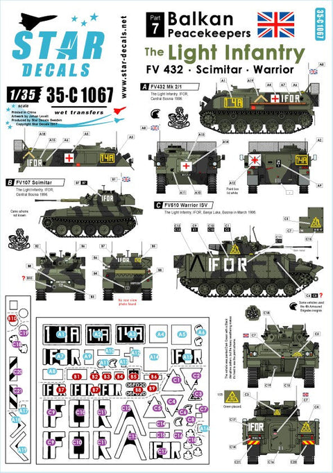 スターデカール 35-C1067 1/35 バルカン半島の平和維持部隊 #7 FV432, シミター, ウォーリアー, 和平履行部隊 イン ボスニア