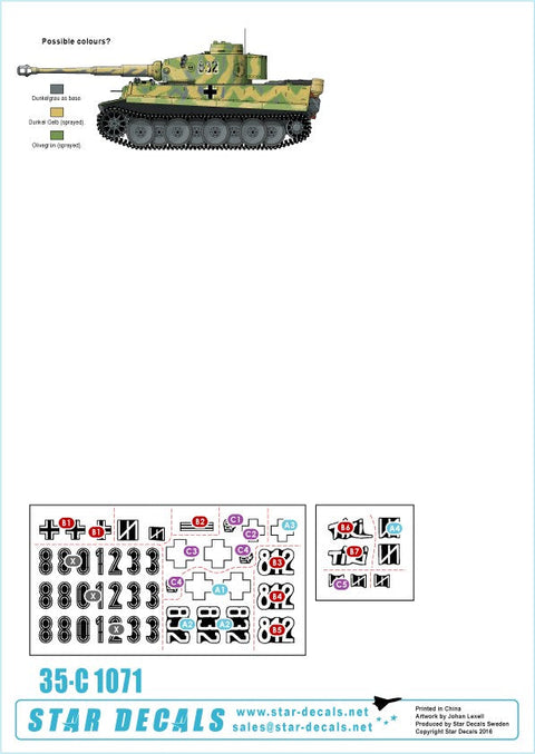 スターデカール 35-C1071 1/35 タイガーI ダス・ライヒ師団第8中隊1943年春