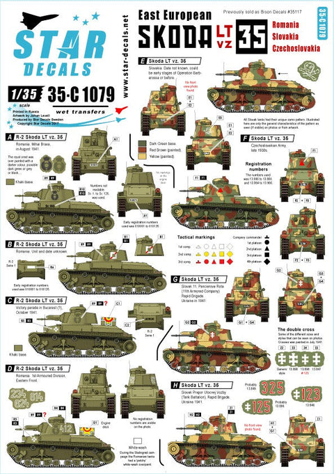 スターデカール 35-C1079 1/35 スコダ LT vz 35 ルーマニア、チェコスロバキア、スロバキア