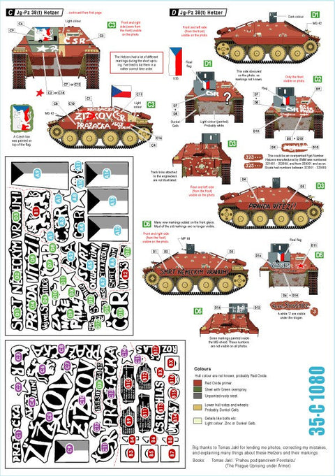 スターデカール 35-C1080 1/35 チェコ プラハ武装蜂起部隊のヘッツアー 1945年5月