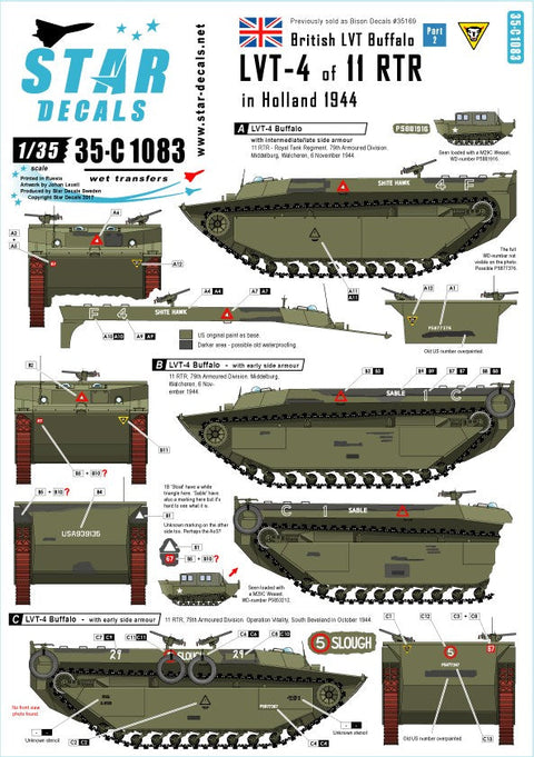 スターデカール 35-C1083 1/35 イギリスLVT-4 バッファロー イン 北西ヨーロッパ 1944-45 (2)