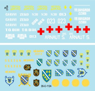 スターデカール 35-C1124 1/35 ボスニア紛争のAFV #2 ボシュニャク人勢力のM-84, T-34, Hellcat, M-60PB, M47, M53/59 Praga