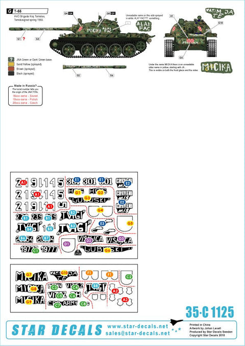 スターデカール 35-C1125 1/35 ボスニア紛争のAFV #3 クロアチア人勢力のT-55