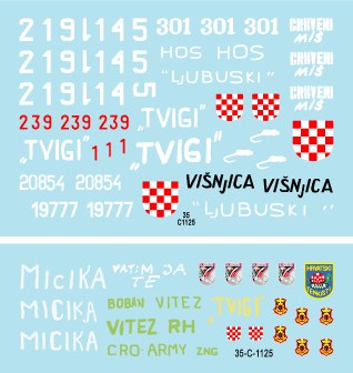 スターデカール 35-C1125 1/35 ボスニア紛争のAFV #3 クロアチア人勢力のT-55