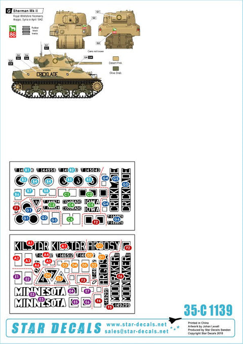 スターデカール 35-C1139 1/35 イギリス 第9機甲旅団のシャーマンII/III 北アフリカ,中東