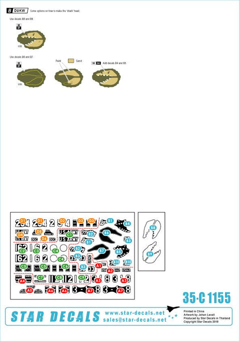 スターデカール 35-C1155 1/35 アメリカ海兵隊とアメリカ陸軍 硫黄島のDUKW