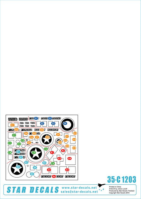 スターデカール 35-C1203 1/35 WWII アメリカ イギリス連邦 連合軍 M3A1ホワイトスカウトカー1943?45年のイタリア戦線で連合軍に就役したM3A1 自由ポーランド軍、ニュージーランド軍、南アフリカ軍、イギリス陸軍