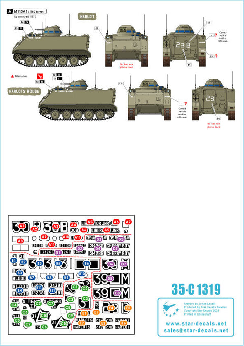 スターデカール 35-C1319 1/35 ベトナムでのオーストラリア軍＃4 T50砲塔搭載のオーストラリア軍Ｍ113