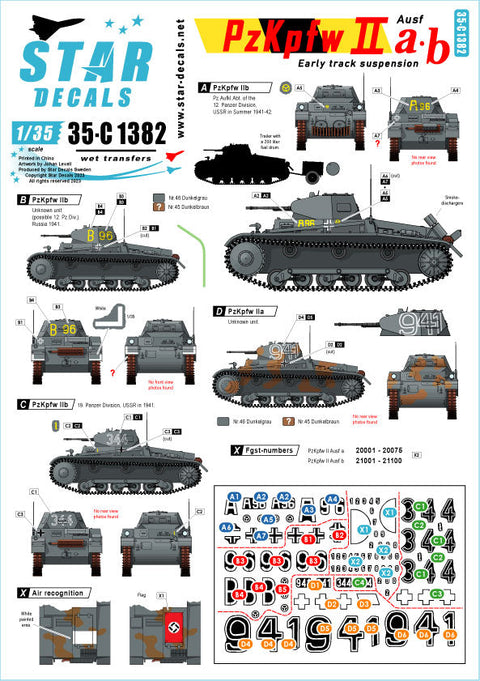 スターデカール 35-C1382 1/35 WWII ドイツ II号戦車a/b型 （初期型サスペンション装着型）