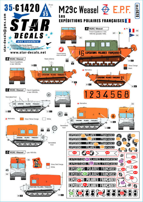 スターデカール 35-C1420 1/35 M29C ウィーゼル - E.P.F. Les Expeditions Polaires Francaises - フランスの極地探検
