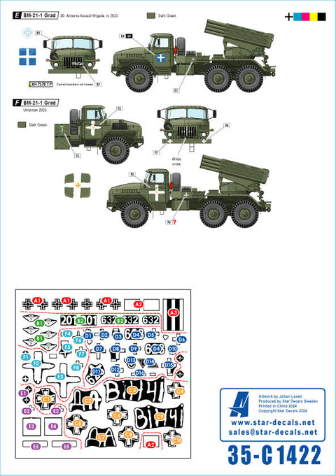 スターデカール 35-C1422 1/35 ウクライナ戦争＃23ウクライナの大型砲とロケット砲2S1・2S9 Nona・2S19 Msta-s・TOS-1・BM-21 Grad