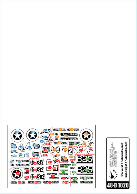 スターデカール 48-B1020 1/48 WWII アメリカ ノルマンディー上陸作戦/フランスのM4シャーマン戦車(1944年)