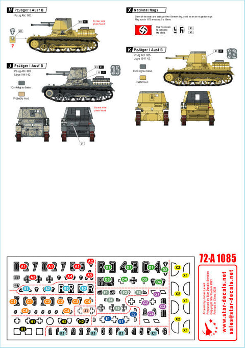 スターデカール 72-A1085 1/72 パンツァーインデザート＃2 北アフリカでのI号戦車B型，I号無線指揮戦車Ｂ型＆I号対戦車自走砲