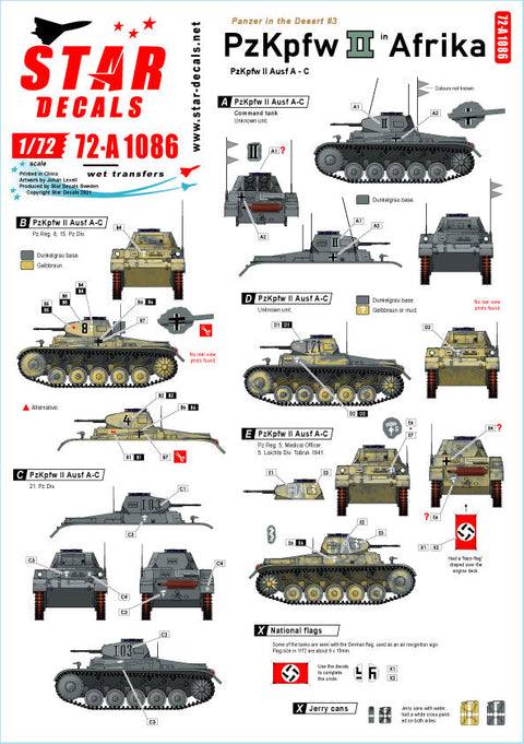 スターデカール 72-A1086 1/72 パンツァーインデザート＃3 北アフリカでのII号戦車A-C型