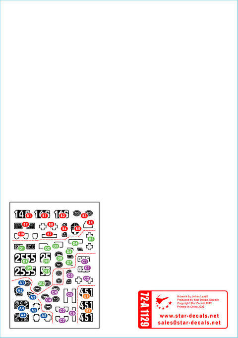 スターデカール 72-A1129 1/72 グレイハウンド師団 # 1. 第116装甲師団 SdKfz234/1, BMW R75,Sdkfz250/9 Sdkfz251/1D IV号駆逐戦車 L/48