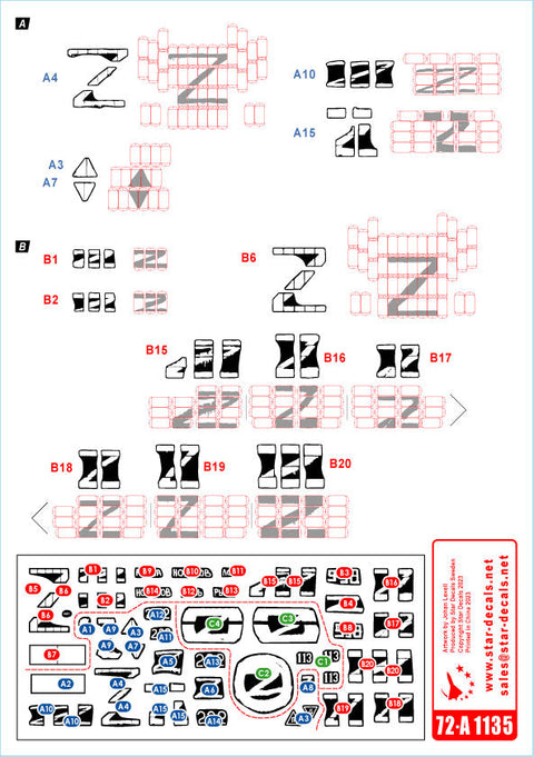 スターデカール 72-A1135 1/72  ウクライナの戦争＃5 ドネツク共和国のT-72B(Mod.1985)主力戦車とBMP-1歩兵戦闘車(2022年)