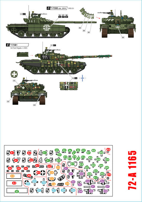 スターデカール 72-A1165 1/72 ウクライナ戦争＃22ウクライナのT-72B1とT-72B3（2016年製・2022～24年）