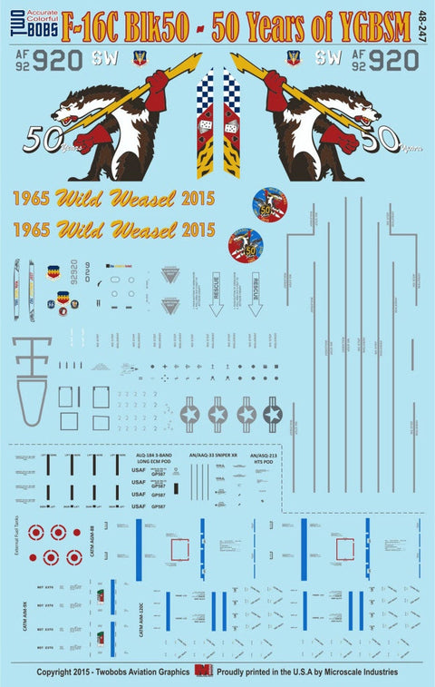 トゥーボブス 48-247 1/48 F-16C YGBSM 50周年記念 ウィーゼル バイパー