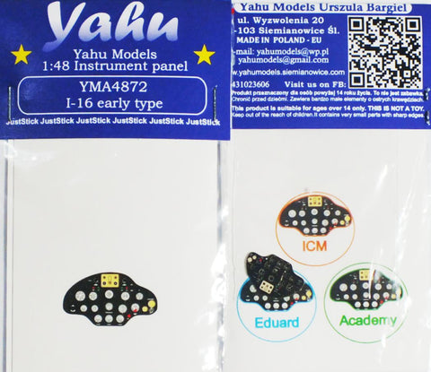 ヤフーモデル YMA4872 1/48 パリカールパフ I-16 初期型 計器盤 （ICM / エデュアルド用）
