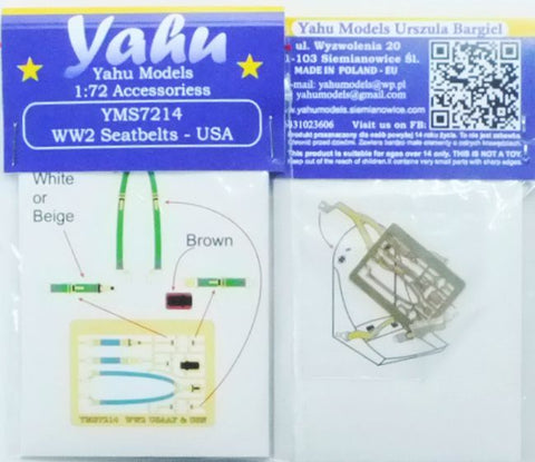 ヤフーモデル YMS7214 1/72 WW II シートベルト - アメリカ陸軍航空軍 & アメリカ海軍