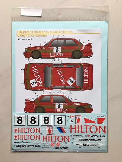 SKデカール SK24048 1/24 BMW M3 E30 マカオ ギア 87~88 Hilton デカールセット