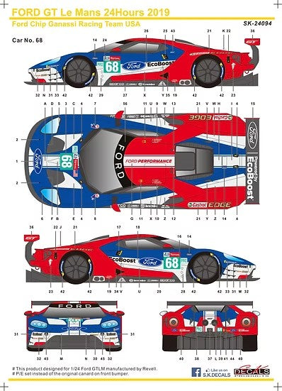 SKデカール SK24094 1/24 フォード GTLM ル・マン 24H 19 フォード Chip Ganassi チーム USA